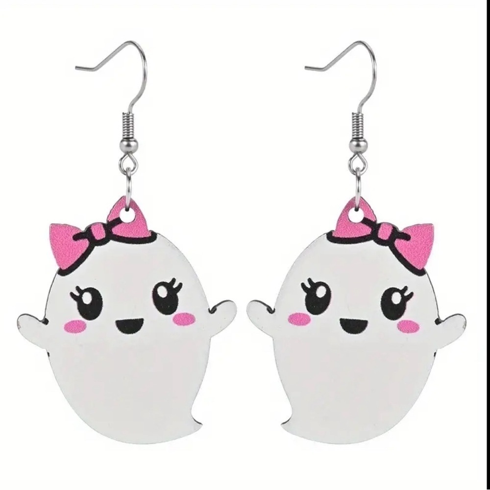 Wooden Ghost Earrings